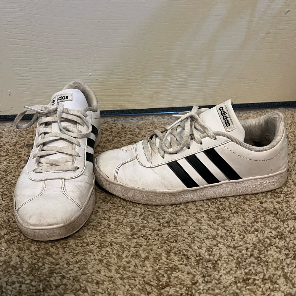 Adidas Classic White Sneakers with Black Stripes